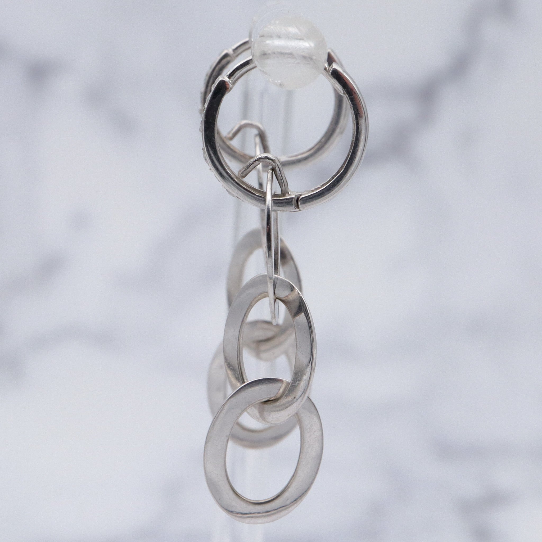 Vintage 14k white gold & cubic zirconia interlocking rings drop earrings